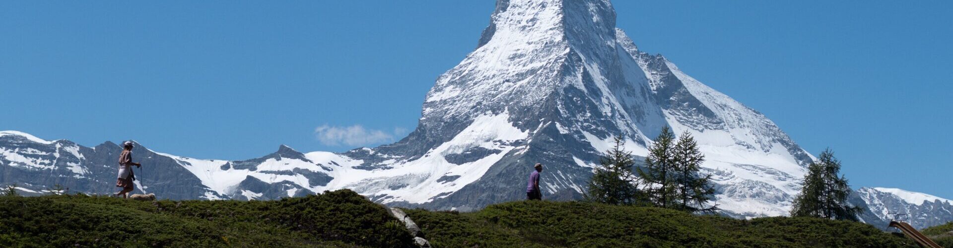 Swiss mountain with hikers